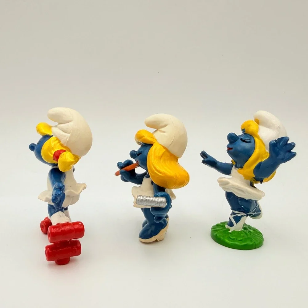 Vintage Schleich Smurfette PVC Figures Lot 3 Roller Skater Student Ballerina 80s